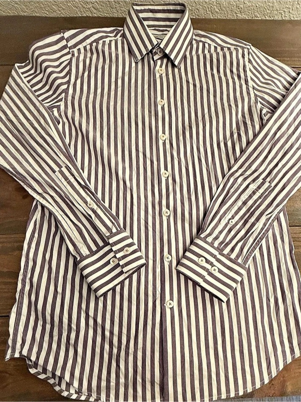 Christian Lacroix Striped Button Down in Purple & White Size Small